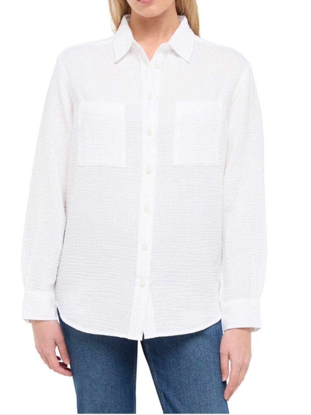 Women's Gap Cotton Gauze Button-Down Shirt.